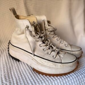 Converse Run Star Hike HiChuck Taylor High-Top Sneakers in Cream with Black Trim